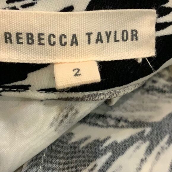 Rebecca Taylor Splashy Floral Culotte Black White Wide Leg 2 - Picture 11 of 12